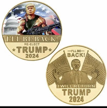 Great 45Th President Donald Trump Gold RAMBO Coin I&#39;ll Be Back 2024 Gift - £9.44 GBP