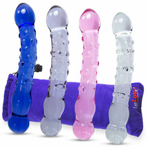 LeLuv Glass 8 Inch Bumpy Curved and Beaded Double-ended Dildo - £17.76 GBP+