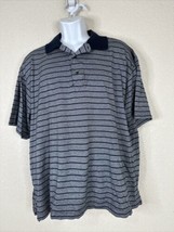 Greg Norman 60/2 Double Mercerized Men Size L Blue Striped Golf Polo Shirt - £5.41 GBP