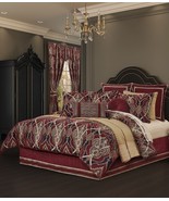 New J. Queen New York Sovana Damask 4 Piece King Comforter Set Crimson - $445.49