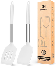 Pack of 2 Silicone Solid Turner,Non Stick Slotted Kitchen Spatulas,High ... - £14.93 GBP