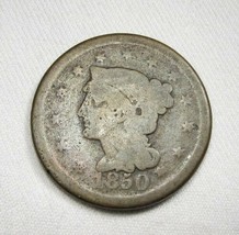 1850 US Large Cent Braided Hair Penny Coin AL228 - £19.78 GBP