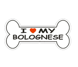 12&quot; love my bolognese dog bone bumper sticker decal usa made - $29.99