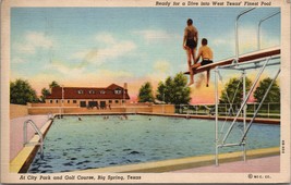 Ready for a Dive into West Texas&#39; Finest Pool Big Springs TX Postcard PC378 - £5.58 GBP