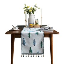 QSDGFH 13x102.4in Elegant Table Runner, Christmas Tree Printing Table Ru... - $106.60