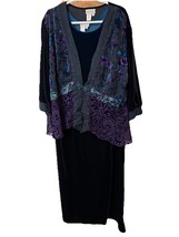 Coldwater Creek Velvet Dress Cardigan Set Sz 20W Velvet Burnout Dark Rom... - $781.22 MXN