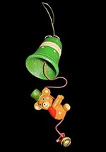 Vintage Allegro Christmas Ornament Bear Climbing Rope to Christmas Bell - €11,95 EUR