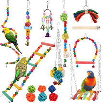 Bird Parakeet Cockatiel Parrot Toys Cage Hanging Bell Ladder Hammock Toy Lot - £21.64 GBP