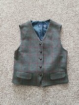 Vintage 80s Lizsport Liz Claiborne Lined Wool Houndstooth Vest Pockets Size 12 - £29.59 GBP