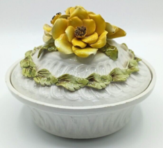 Capodimonte Porcelain Floral Dish Trinket Box Made in Italy Vintage - £23.45 GBP