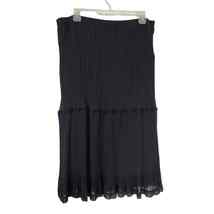 Cato Black Ribbed Pull On Midi Modest Skirt Elastic Waist Lined Women Si... - £17.71 GBP