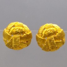 Retro Textured Basket Weave Earrings in Clip On Gold Tone Dome, Bold and Chunky - £25.11 GBP