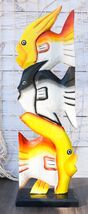 Balinese Wood Handicrafts Stacked Tropical Colorful Fish Family Figurine... - €22,37 EUR