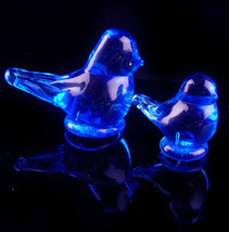 Blue Bird of Happiness paperweight set - signed Ron Ray 1991 - Cobalt blue - Vin - £43.26 GBP