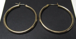 14k Yellow Gold 1.5&quot; Open Hoop Earrings Lever Clasp Elegant 3.8g - £220.53 GBP