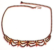 Vintage Signed Hobe Red Jewels Choker Necklace - £79.20 GBP