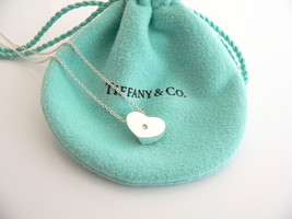 Tiffany &amp; Co Diamond Heart Necklace Silver Pendant Charm Chain Love Gift Pouch - £291.07 GBP