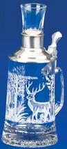FATHER &amp; SON DEER Etched German Glass Beer Stein Pewter Lid - $846.40 MXN