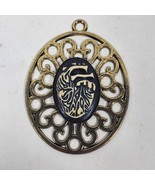 Vintage Gothic Steampunk Pendant 2 Inch Long Silver Tone w/ Black White - $543.30 MXN