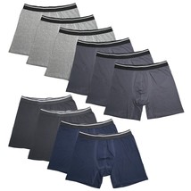 10PK Assorted Mens Cotton Boxer Briefs Comfort Flexible Soft Waistband Underwear - £23.46 GBP