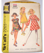 Vintage McCall’s Girls Dress Three Versions Size 12 #2265 1970 - $8.21 CAD