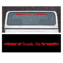 Windshield Decal SADDLE UP Running Horse Fits Wrangler stable 4x4 truck RED - £12.54 GBP