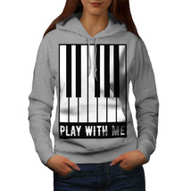 Wellcoda Play with me Piano Womens Hoodie, Music Casual Hooded Sweatshirt - £28.95 GBP