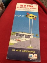 Vintage 1968-69 Sunoco New York State Highway Gas Station Travel Road Map - £5.53 GBP