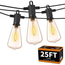 Outdoor String Lights 25Ft, Waterproof Ip65 Patio Lights With 13 Shatterproof St - £24.77 GBP