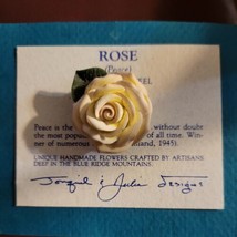 New Handmade Clay Rose Brooch Pin Jonquil &amp; Julia Designs Blue Ridge Mou... - £18.11 GBP