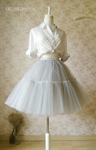 Light Gray Knee Length Tulle Skirt Custom Plus Size Ballerina Tulle Skirt