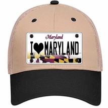 I Love Maryland Novelty Khaki Mesh License Plate Hat - £22.64 GBP