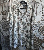 VTG. Nautica Hawaiian Leaf Button Front Shirt Short Sleeve Silk White Si... - $25.73