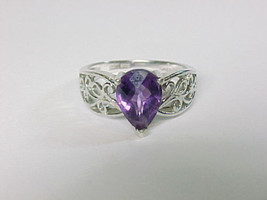 AMETHYST Gemstone RING in Sterling Silver Designer signed - Size 6.25 - £43.26 GBP