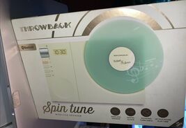 Throwback Spin Tune Wireless Speaker Bluetooth Clock Turn Table Green Beige - $39.48