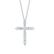 1.00Ct Brilliant Cut Real Moissanite 14kt White Gold Plated Cross Pendant Chain - £63.46 GBP