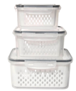 9pcs Plastic Food Storage Container Set with Drain Basket Leak Proof Lid... - $14.84