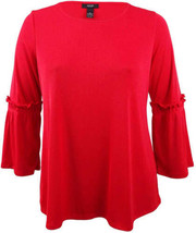 Alfani Womens Plus Bell Sleeves Pull Over Knit Top Size Large Color Red - $35.74