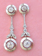 Antique Art Deco 1.34 Ctw Diamond Halo Drop Stud Dangle Cocktail Earrings 1930 - £2,523.72 GBP
