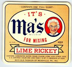 It's Ma's For Mixing Lime Rickey Label White Haired Grandma Meadville PA... - $8.90