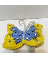 Vintage Handmade Crocheted Butterfly Refrigerator Magnet Blue Yellow 4.2... - £7.57 GBP