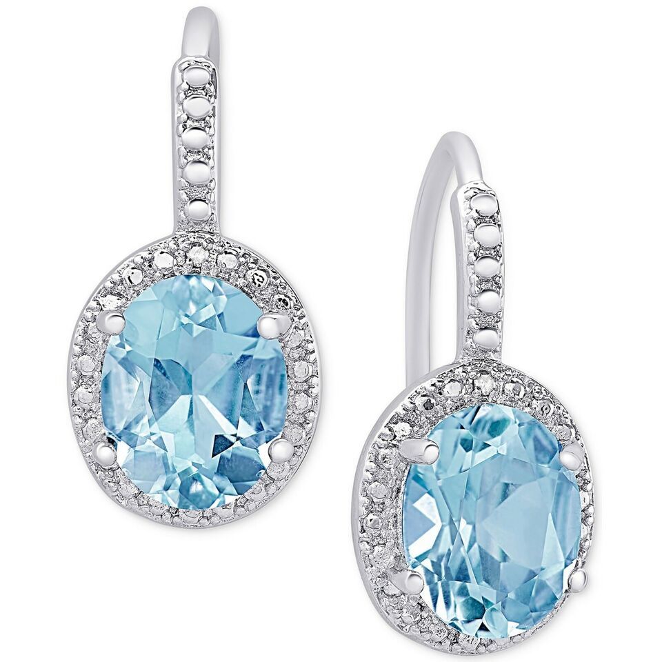 Primary image for 6.40 ct November Simulated Birthstones Sterling Silver Halo Drop Dangle Earrings