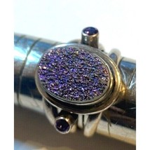 925 STERLING SILVER DRUZY AGATE AND  AMETHYST  RING  SIZE 7 SKY - $47.62