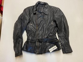 Polo Vintage Veste Moto Cuir Noir Étiquette L.Aisselle / Aisselle 20 &quot; (mc819) - £62.93 GBP