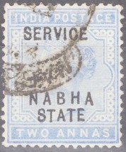 ZAYIX 1885 India - Habha State O8 used official stamp - 2a ultra - $1.90