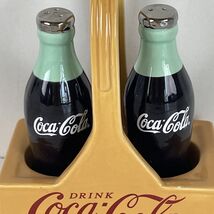 Coke Coca Cola Salt Pepper Shakers Base Set Earthenware Beach Party Vint... - $10.49