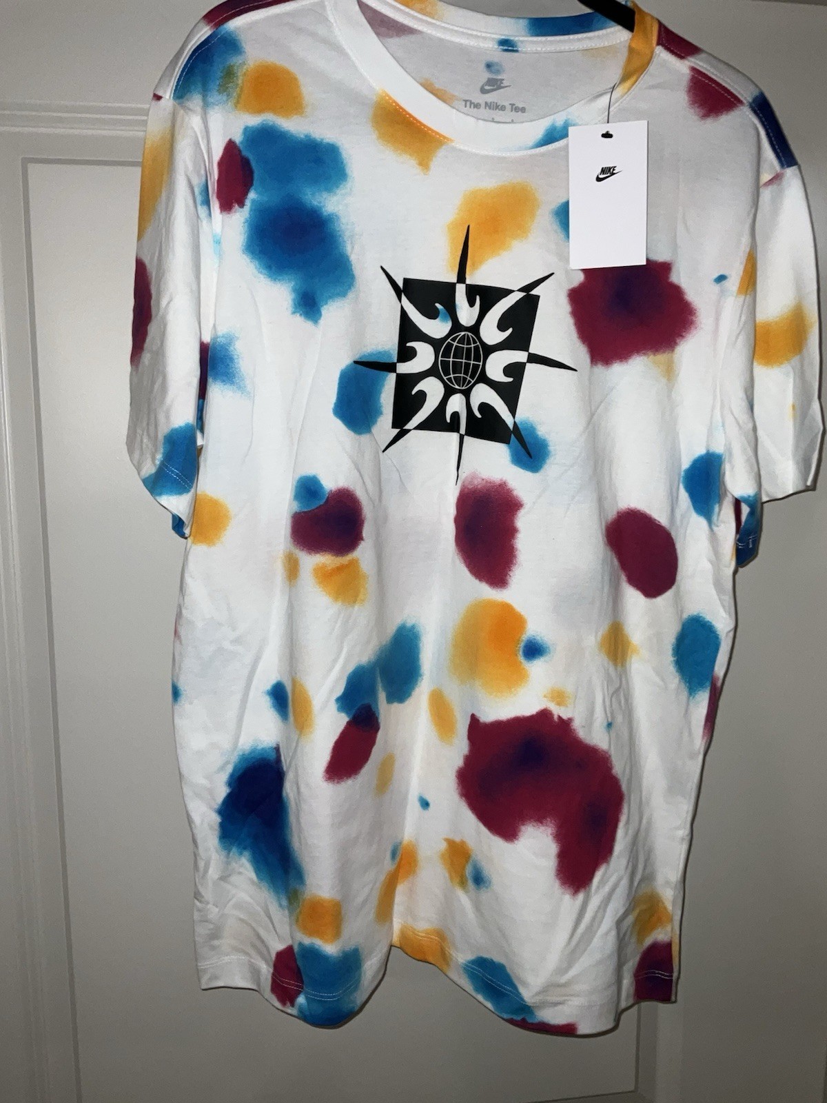 Large-Nike Sportswear NSW Tie Dye Festival AOP Swoosh White T-Shirt Item image 2
