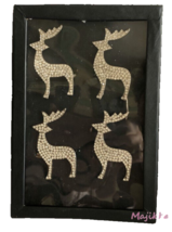 Tahari Reindeer Rhinestone Christmas Napkin Rings Set Of 4 Silver Sparkl... - £29.47 GBP