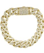 10.00CT Miami Cubano Enlace Diamante Hombres Pulsera 14k Oro Amarillo 89.3 Gr - $431,286.24 MXN