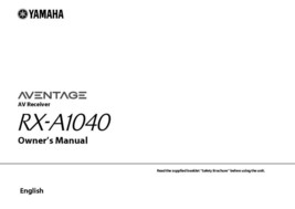 Yamaha RX-A1040 Receiver Owners Manual - $22.24